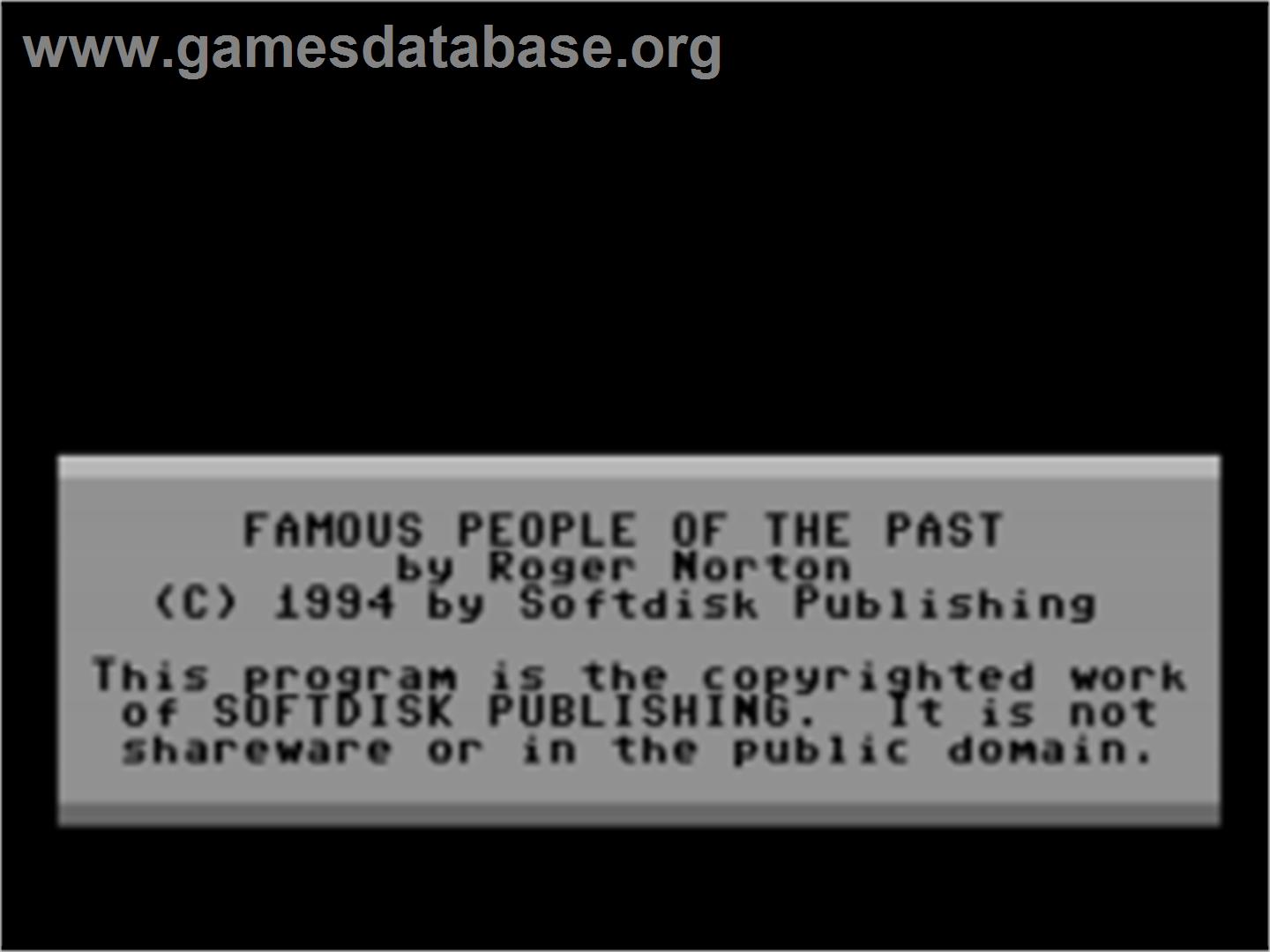 Famous People Of The Past - Commodore 64 - Artwork - Title Screen