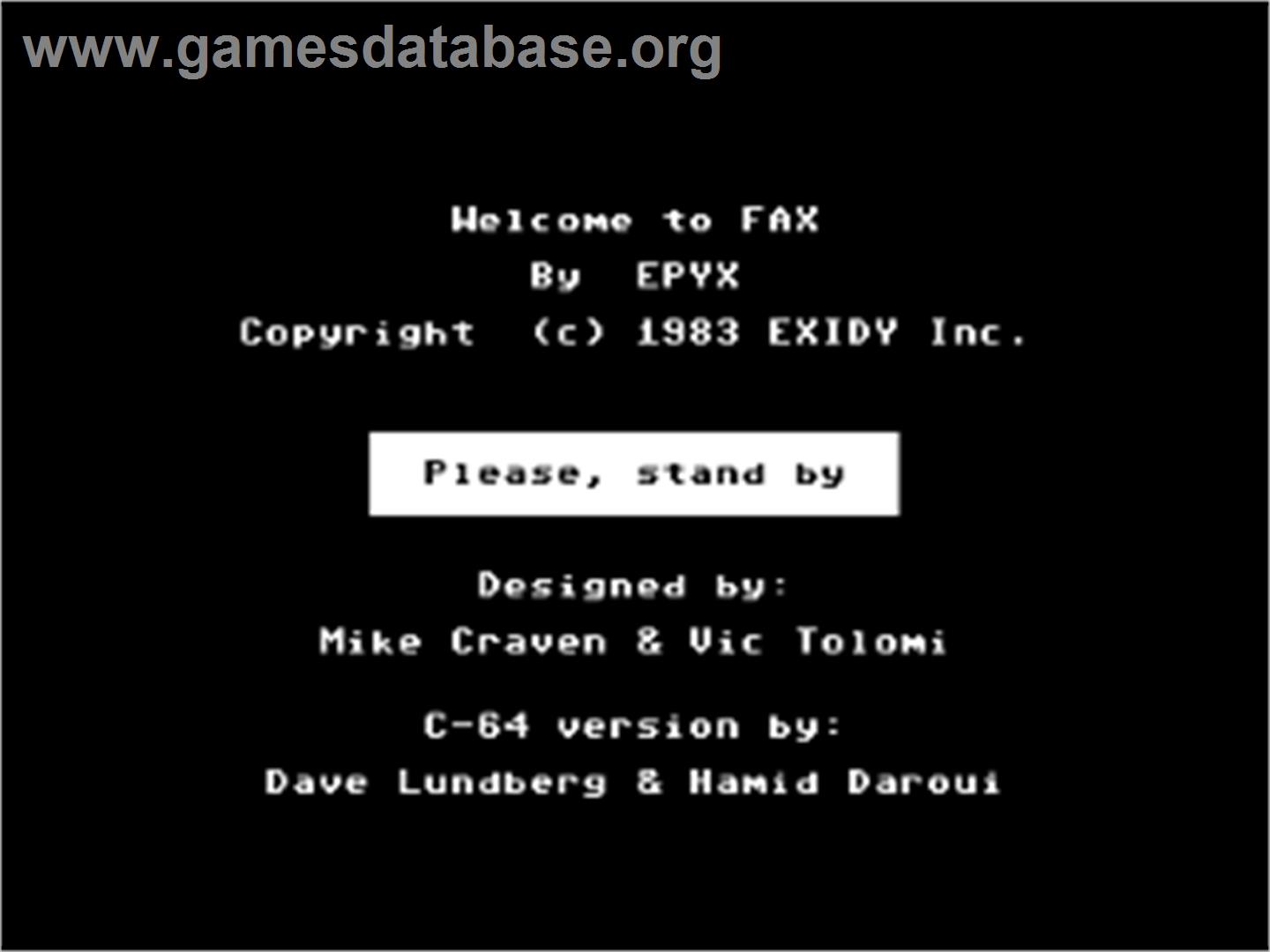 Fax - Commodore 64 - Artwork - Title Screen