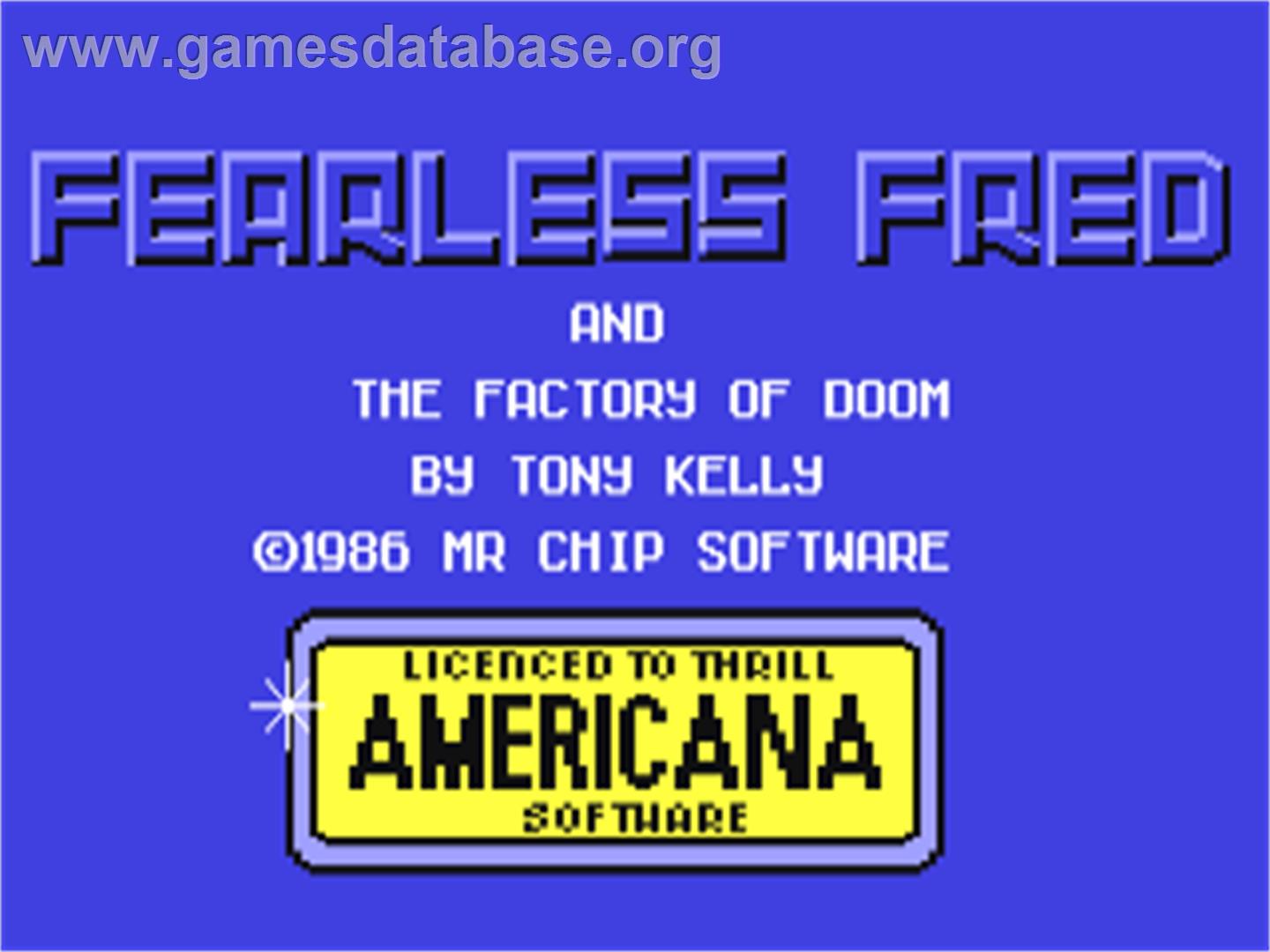 Fearless Fred And The Factory Of Doom - Commodore 64 - Artwork - Title Screen