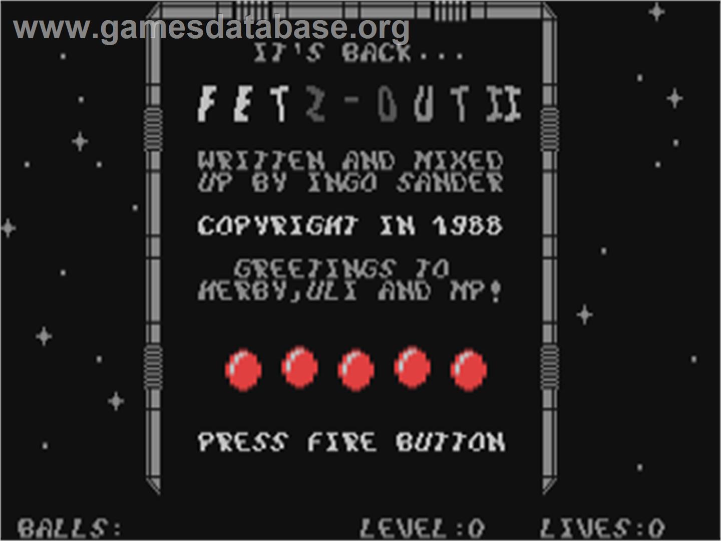 Fetz-out 2 - Commodore 64 - Artwork - Title Screen