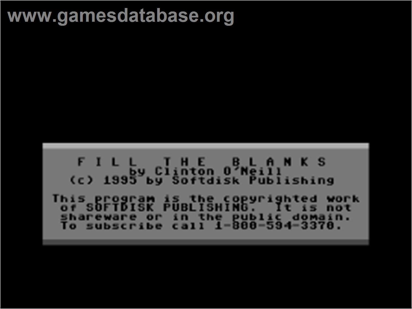 Fill The Blanks - Commodore 64 - Artwork - Title Screen