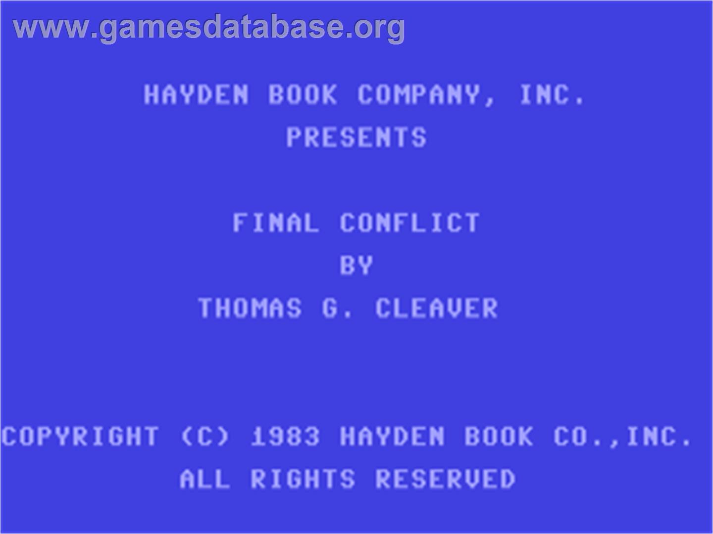Final Conflict - Commodore 64 - Artwork - Title Screen