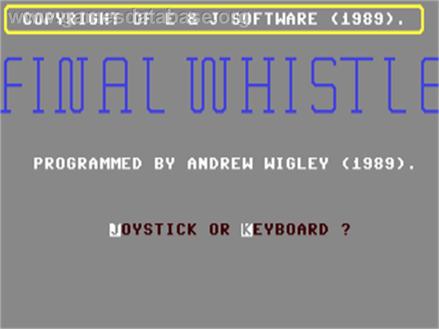 Final Whistle - Commodore 64 - Artwork - Title Screen