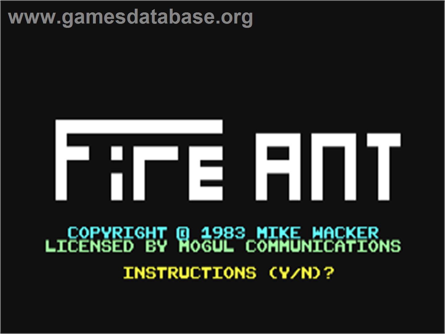 Fire Ant - Commodore 64 - Artwork - Title Screen