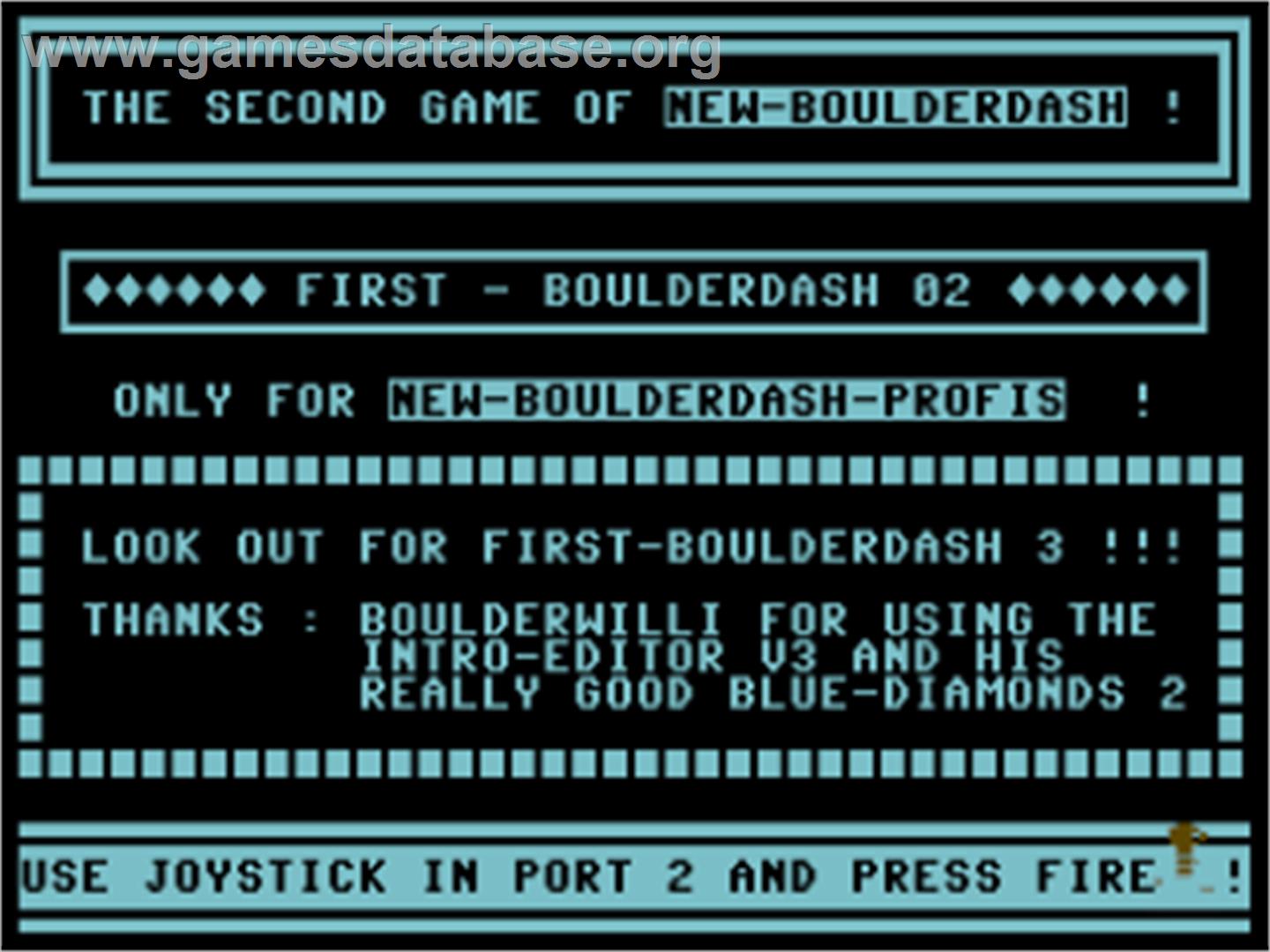 First Boulder 2 - Commodore 64 - Artwork - Title Screen