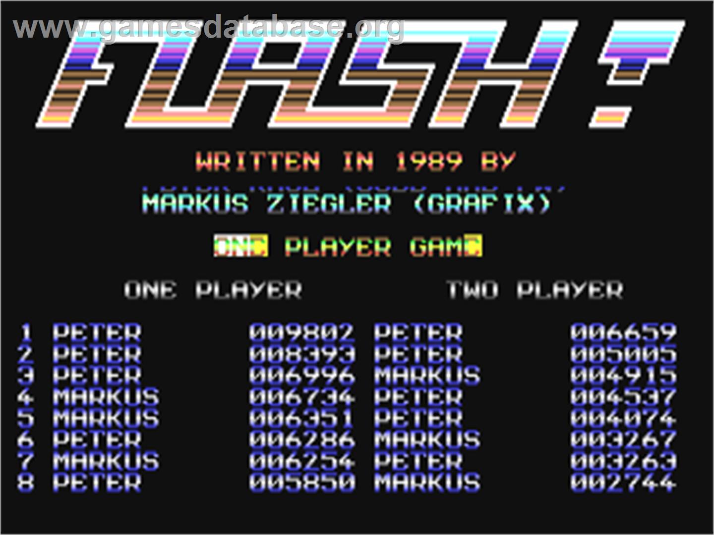 Flash! - Commodore 64 - Artwork - Title Screen