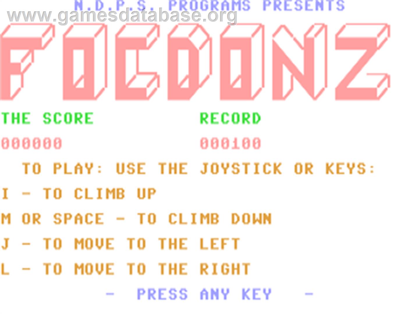 Focdonz - Commodore 64 - Artwork - Title Screen