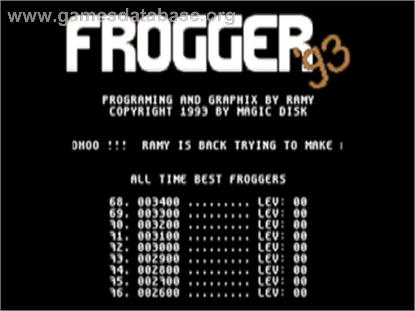 Frogger '93 - Commodore 64 - Artwork - Title Screen