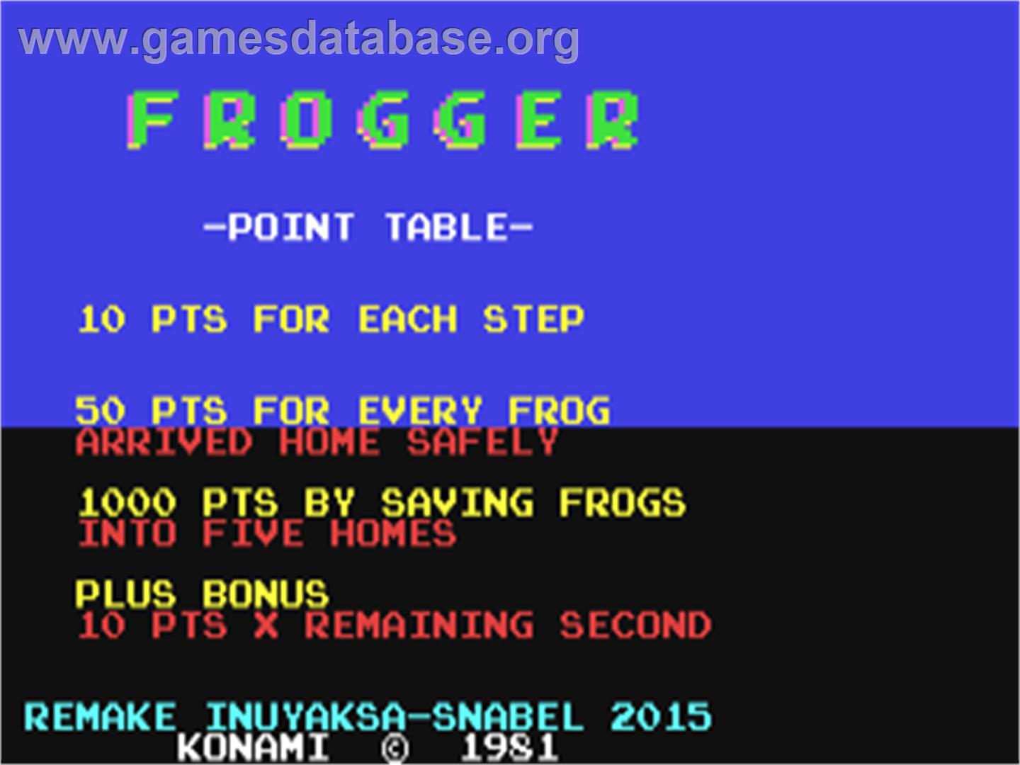 Frogger Arcade - Commodore 64 - Artwork - Title Screen