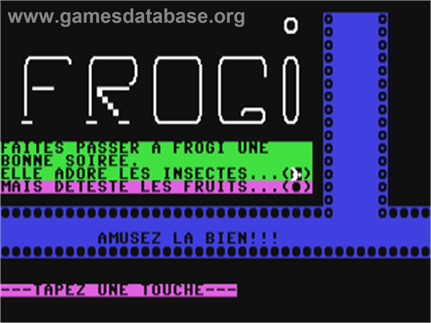 Frogi - Commodore 64 - Artwork - Title Screen