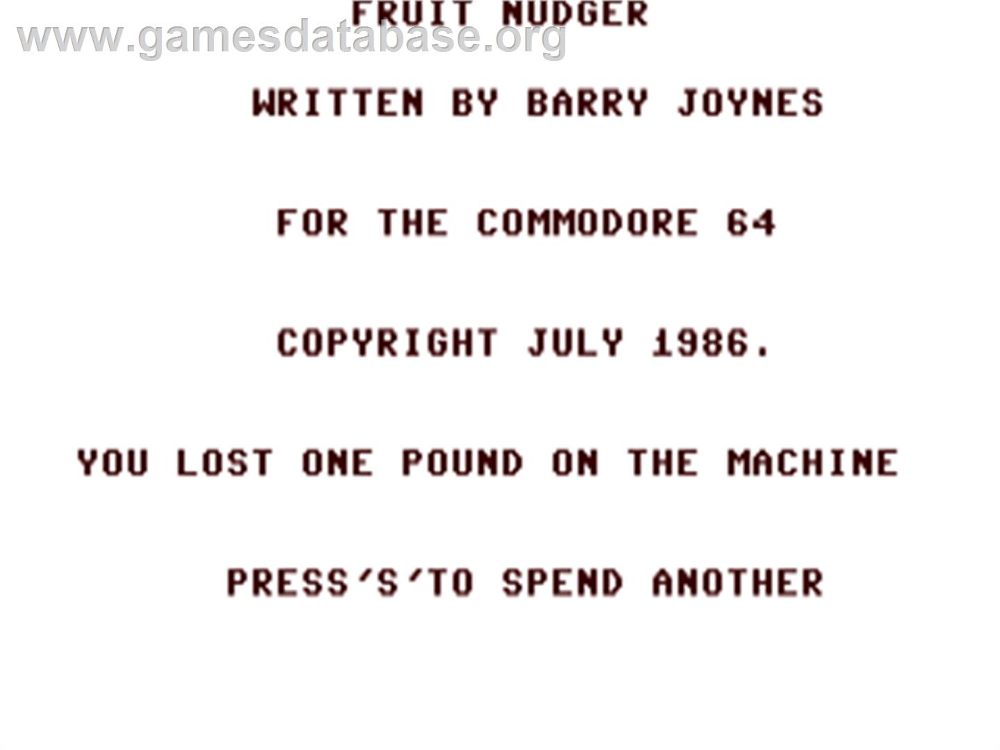Fruit Nudger - Commodore 64 - Artwork - Title Screen