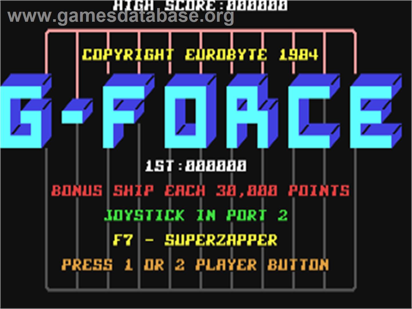 G-force Pinball - Commodore 64 - Artwork - Title Screen