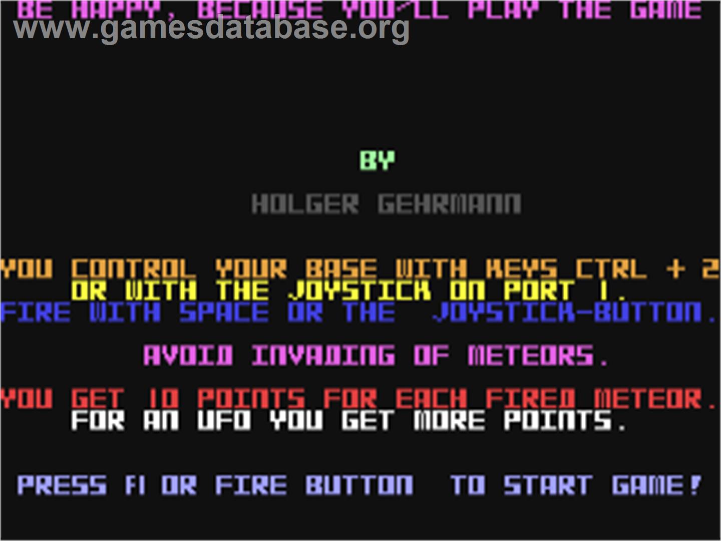 Galactic Meteors - Commodore 64 - Artwork - Title Screen