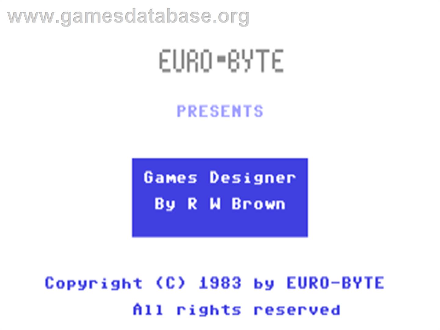 Games Designer - Commodore 64 - Artwork - Title Screen