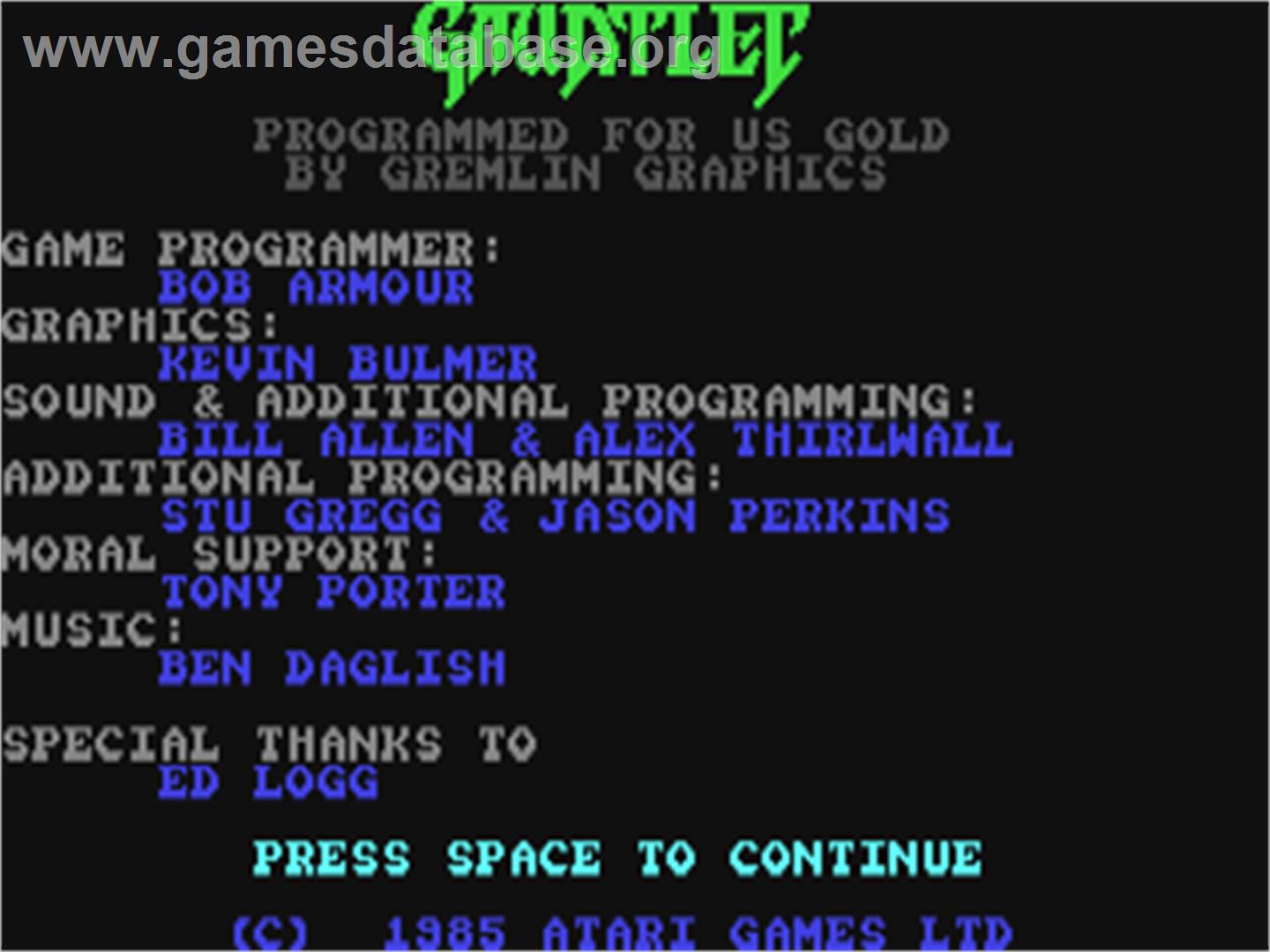 Gauntlet - Commodore 64 - Artwork - Title Screen
