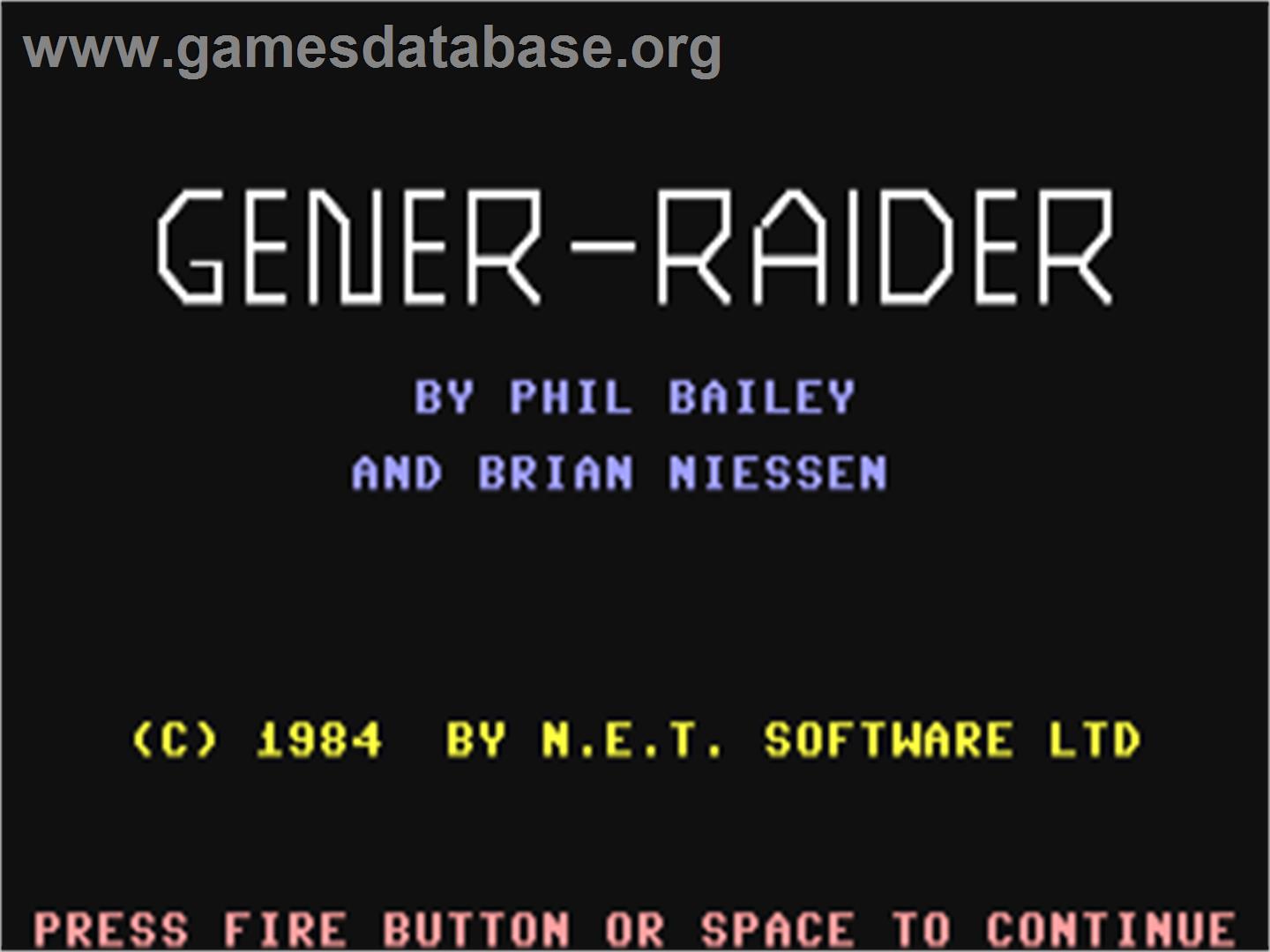 Gener-raider - Commodore 64 - Artwork - Title Screen
