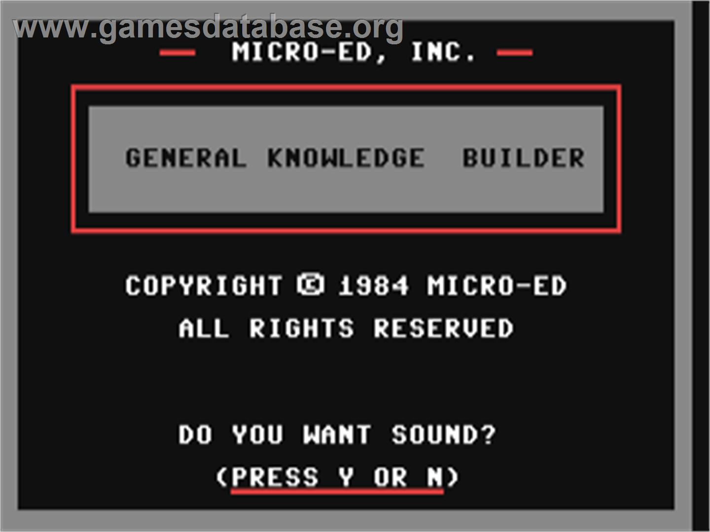 General Knowledge Builder - Commodore 64 - Artwork - Title Screen