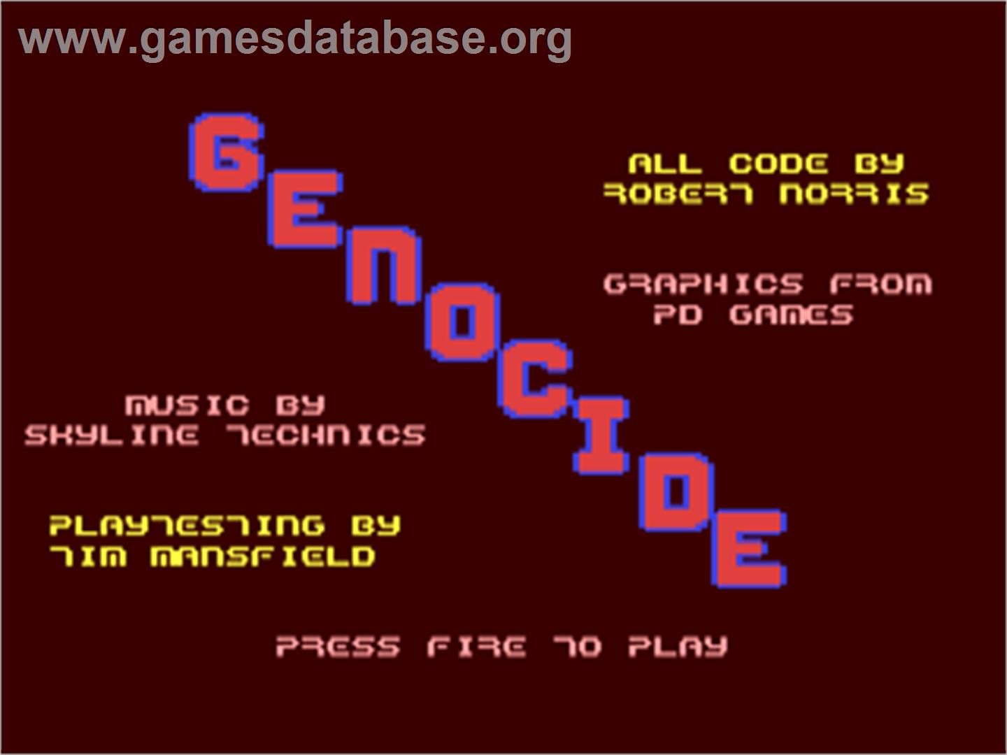 Genocide (Preview - 1995) - Commodore 64 - Artwork - Title Screen