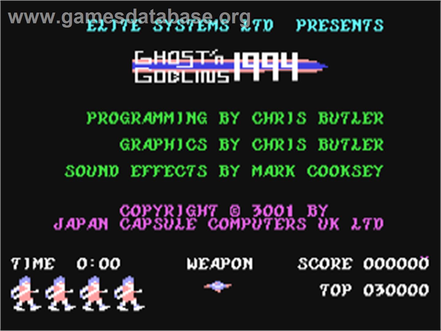 Ghost'n Goblins 1994 - Commodore 64 - Artwork - Title Screen