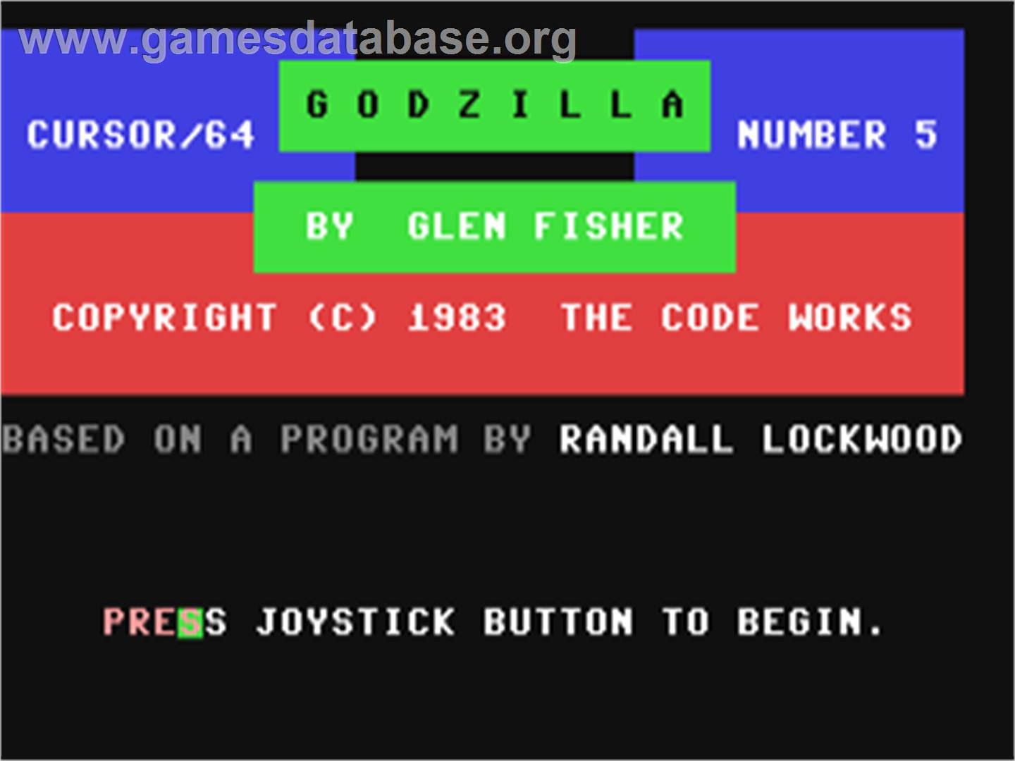 Godzilla - Commodore 64 - Artwork - Title Screen
