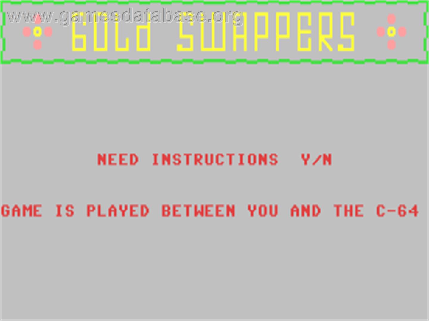 Gold Swappers - Commodore 64 - Artwork - Title Screen
