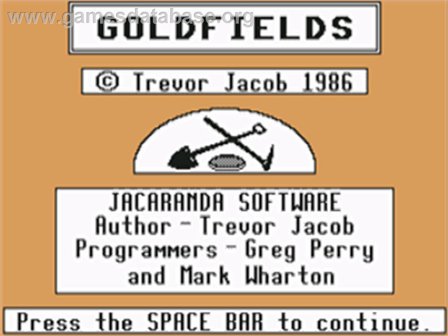 Goldfields - Commodore 64 - Artwork - Title Screen