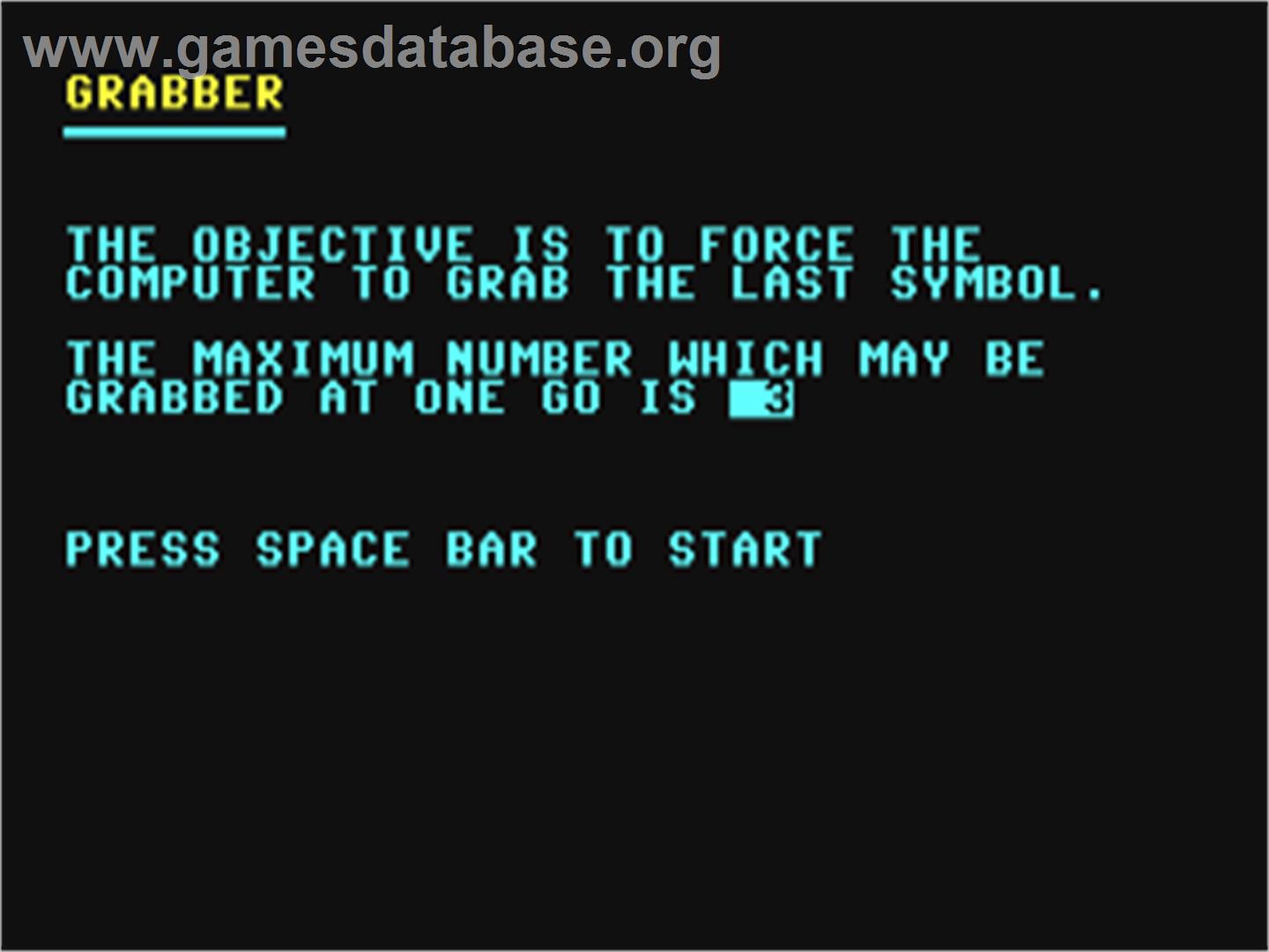 Grabber - Commodore 64 - Artwork - Title Screen