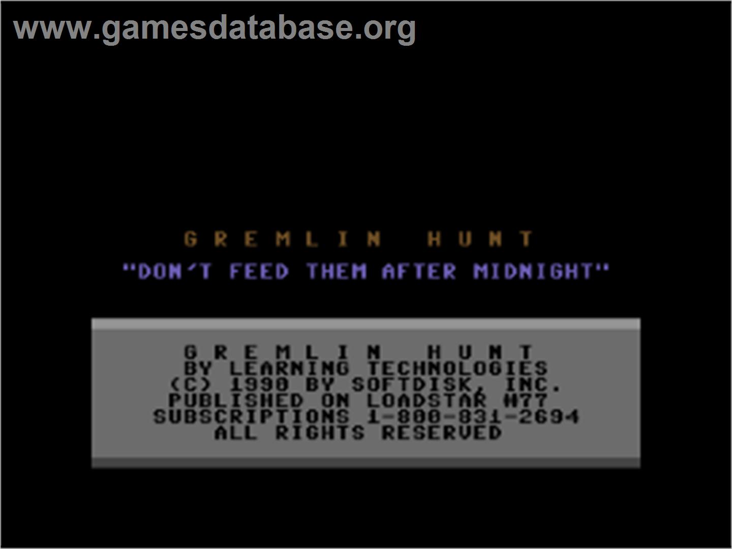 Gremlin Hunt - Commodore 64 - Artwork - Title Screen
