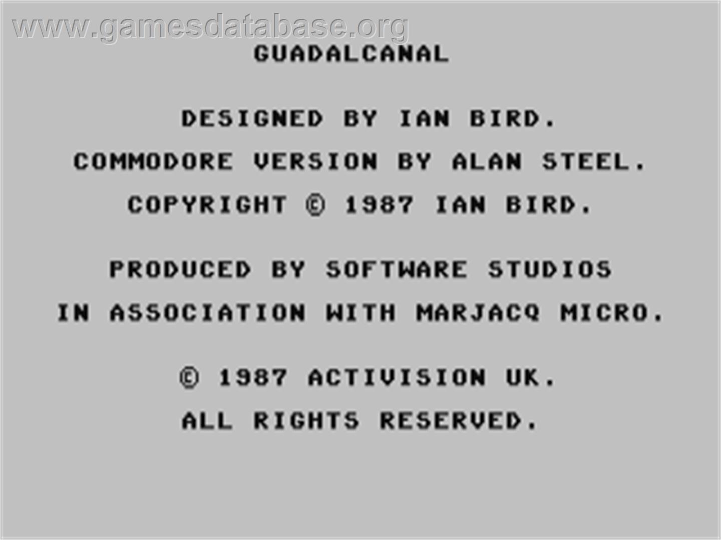 Guadalcanal - Commodore 64 - Artwork - Title Screen