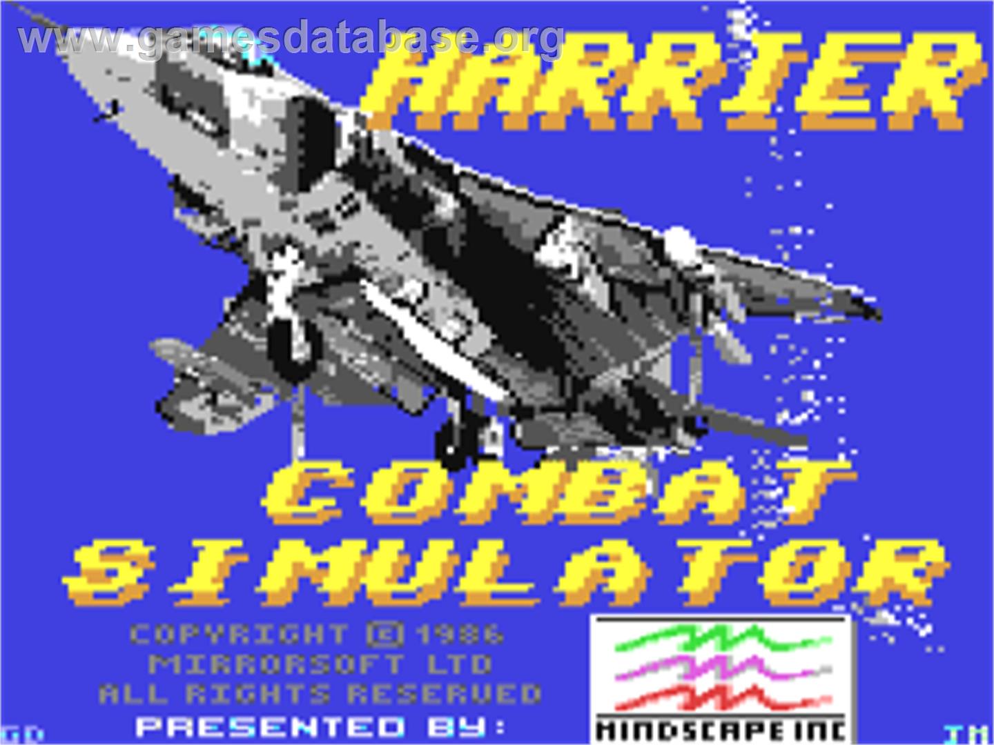 Harrier Combat Simulator - Commodore 64 - Artwork - Title Screen