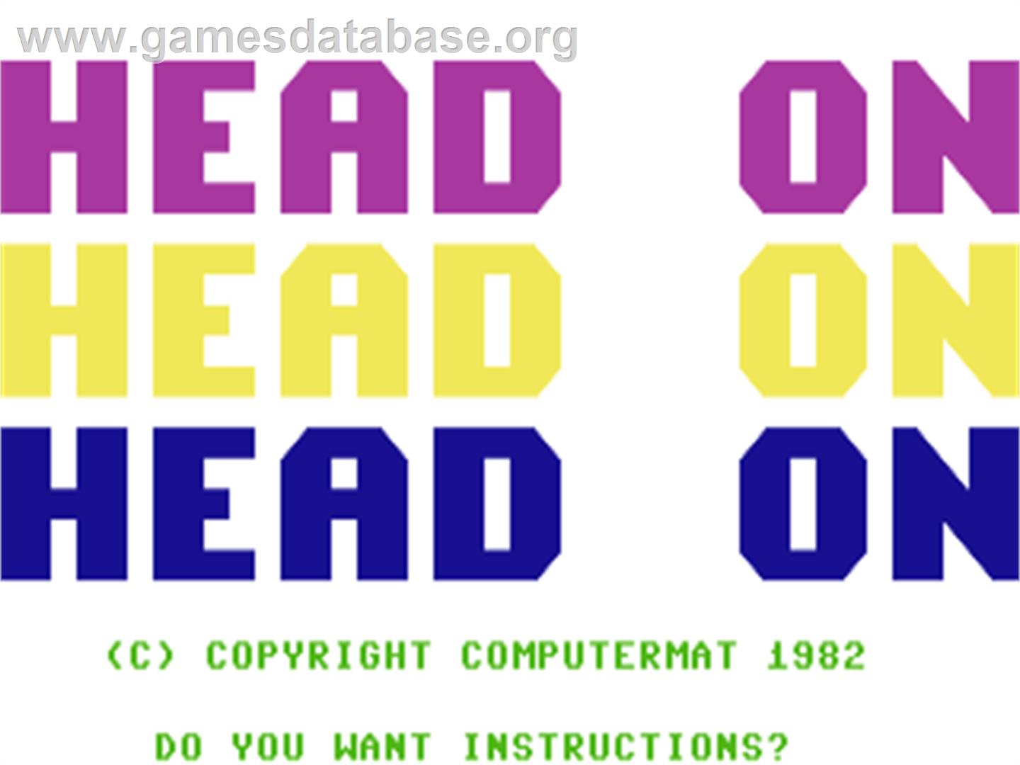 Head-On (Ahoy!) - Commodore 64 - Artwork - Title Screen