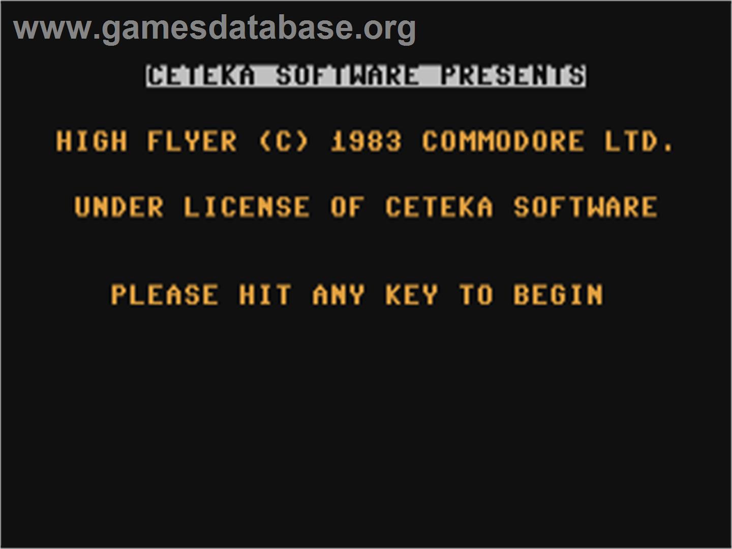 High Flyer (Ceteka Software) - Commodore 64 - Artwork - Title Screen