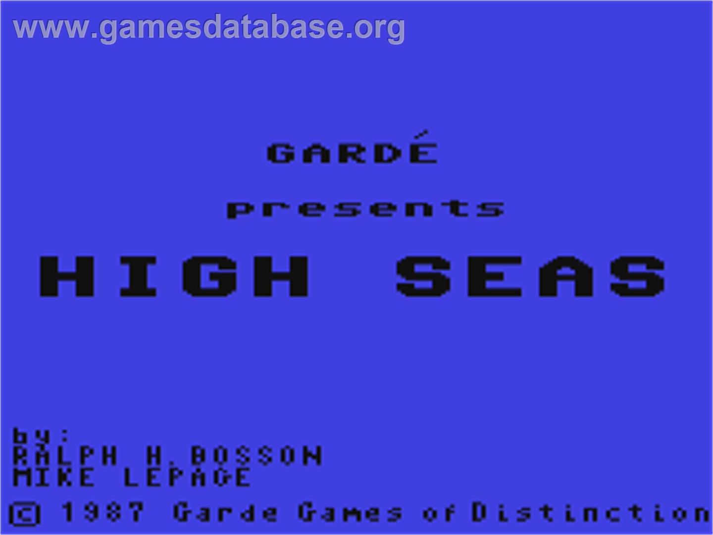 High Seas - Commodore 64 - Artwork - Title Screen