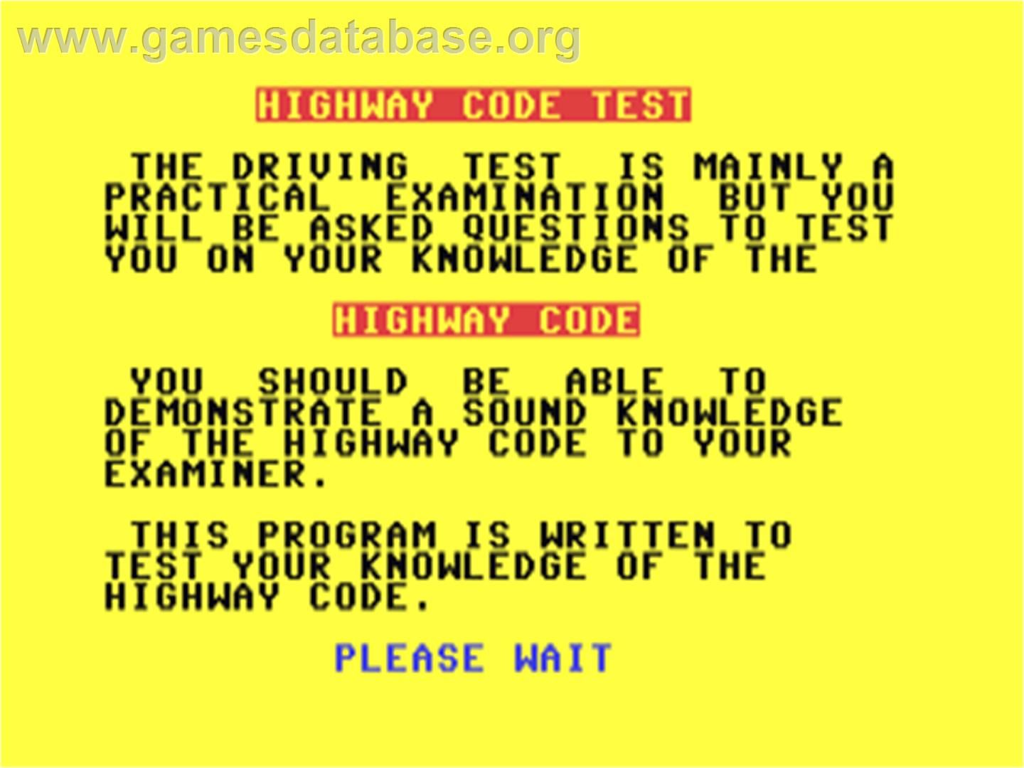 Highway Code - Commodore 64 - Artwork - Title Screen