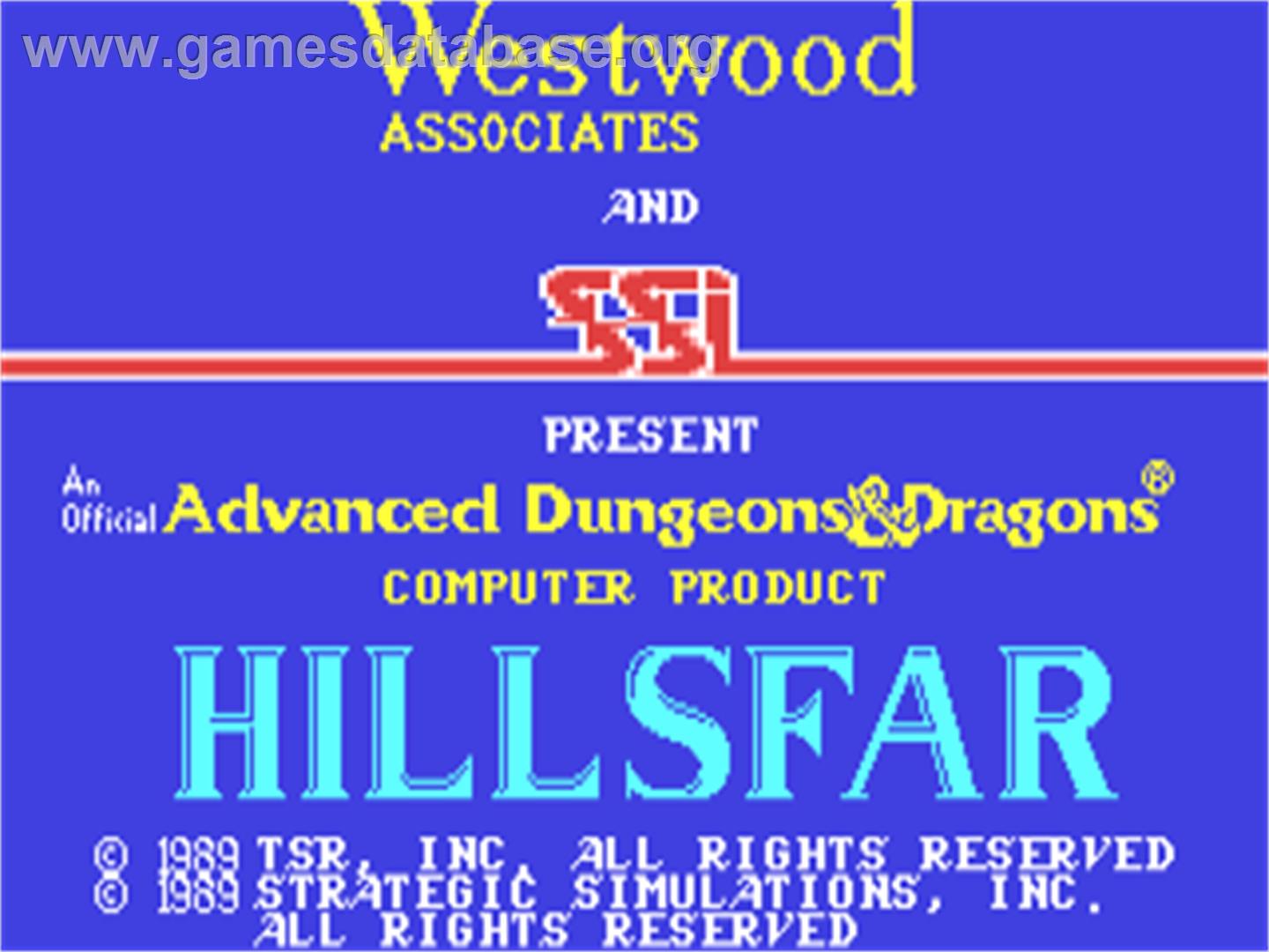 Hillsfar - Commodore 64 - Artwork - Title Screen