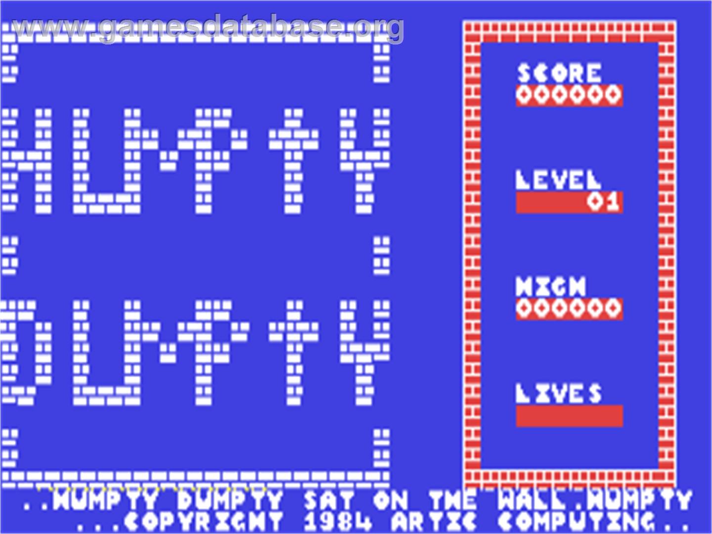 Humpty Dumpty meets the Fuzzy Wuzzies - Commodore 64 - Artwork - Title Screen