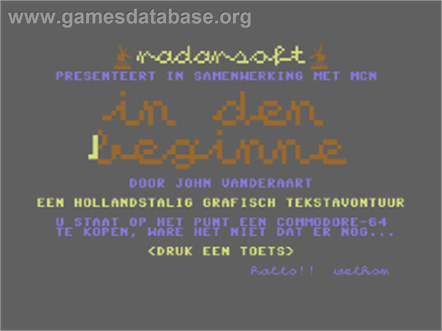 In Den Beginne - Commodore 64 - Artwork - Title Screen