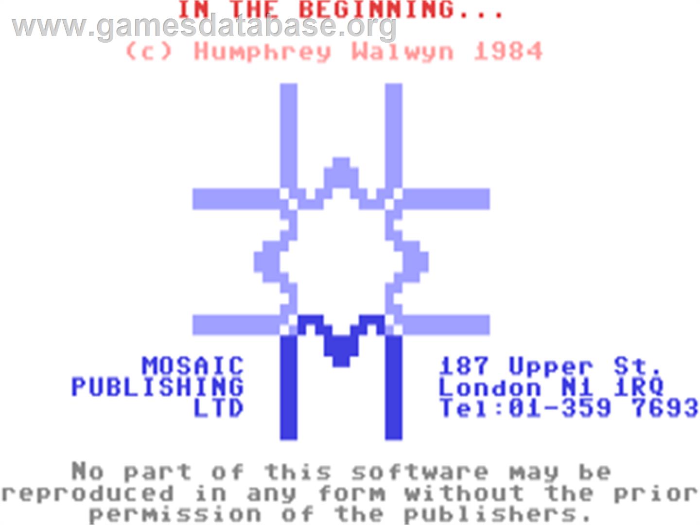 In The Beginning - Commodore 64 - Artwork - Title Screen
