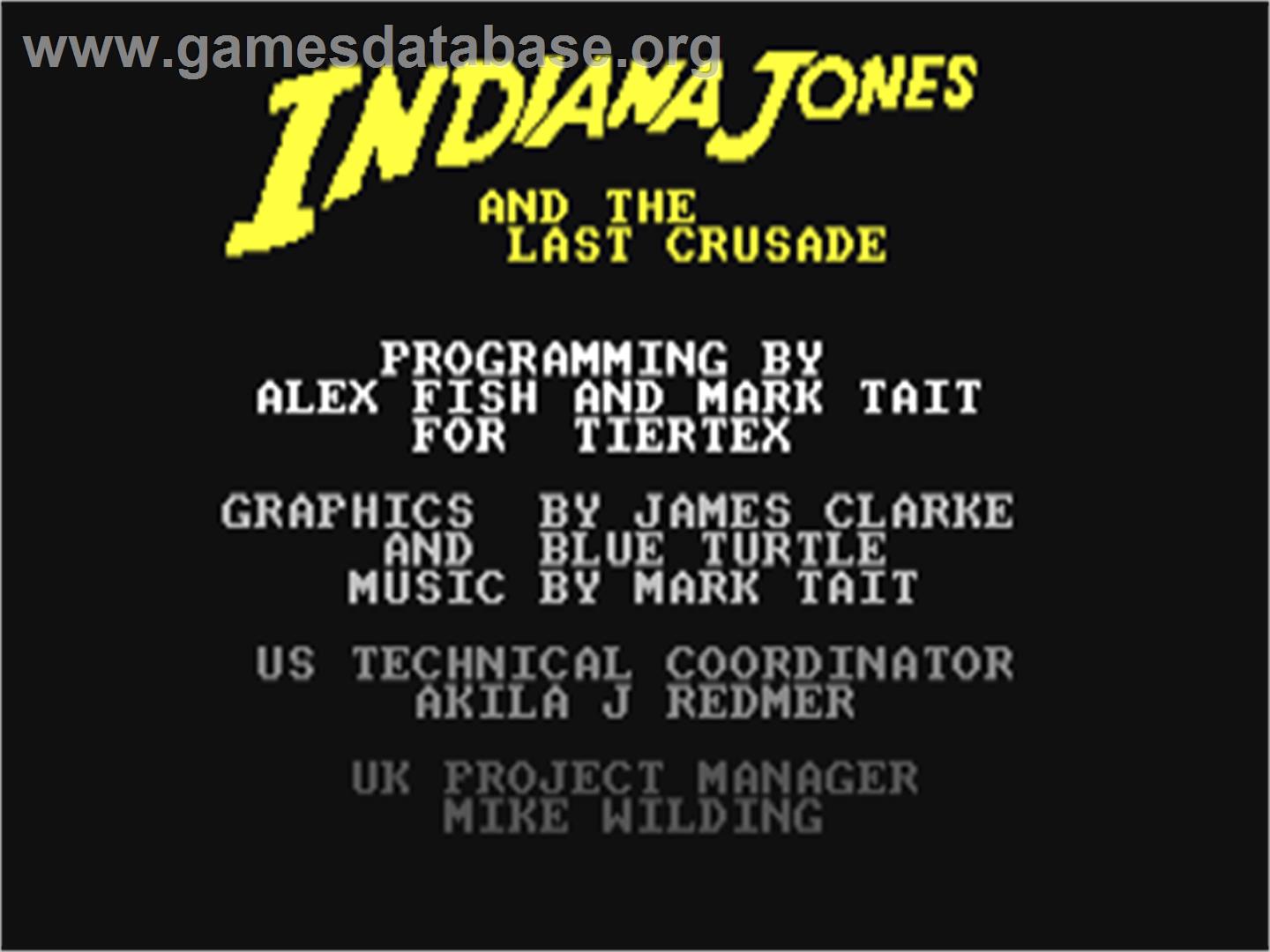 Indiana Jones and the Last Crusade: The Action Game - Commodore 64 - Artwork - Title Screen