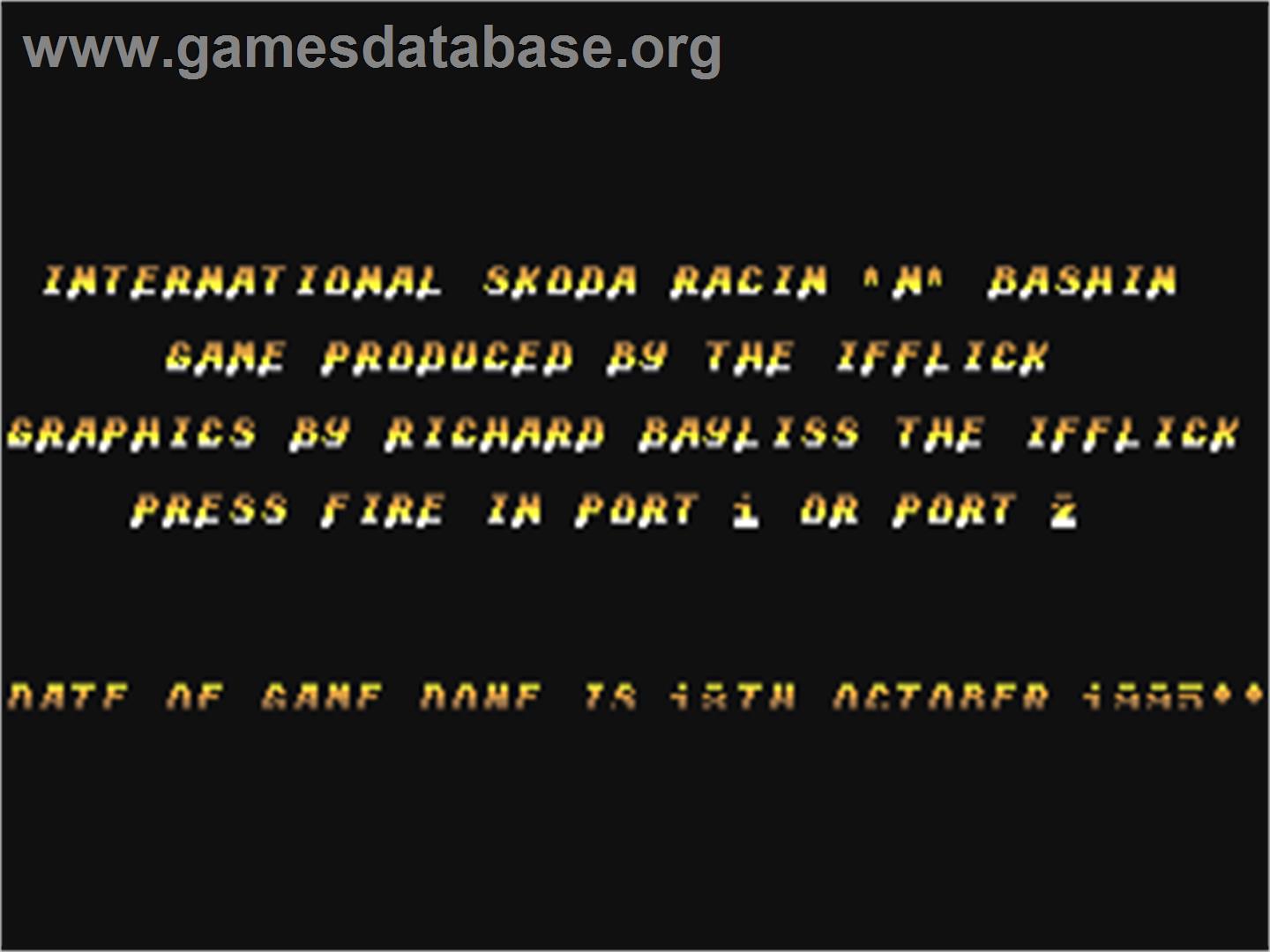International Skoda Racin'n'bashin - Commodore 64 - Artwork - Title Screen