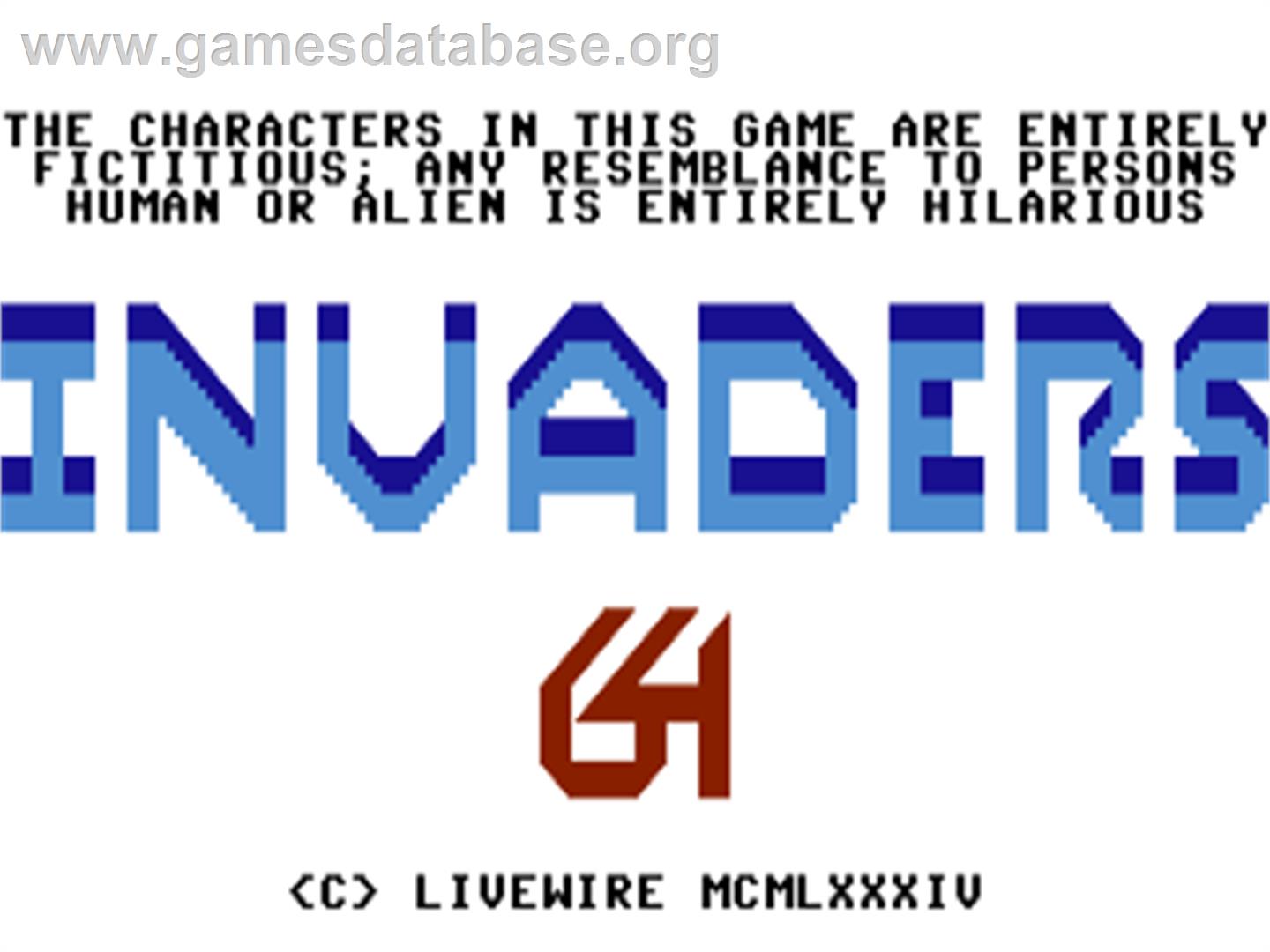 Invaders (64'er - 1984) - Commodore 64 - Artwork - Title Screen