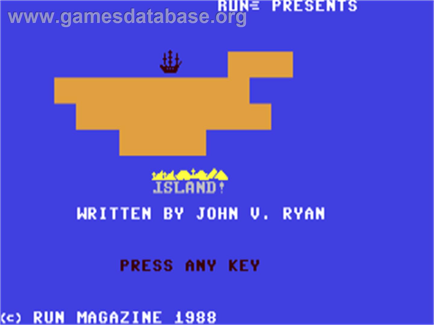 Island! (RUN) - Commodore 64 - Artwork - Title Screen