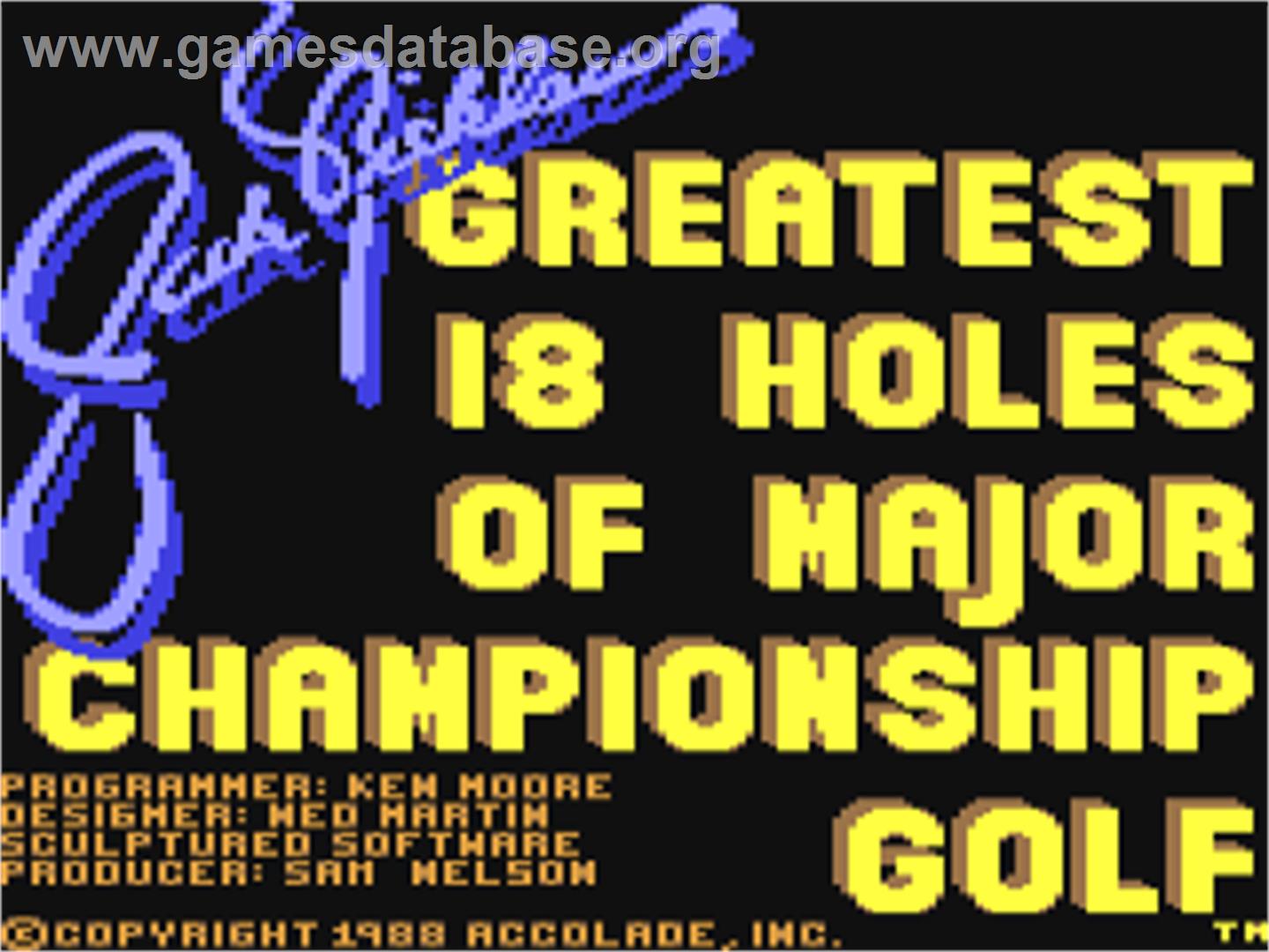 Jack Nicklaus' Greatest 18 Holes of Major Championship Golf - Commodore 64 - Artwork - Title Screen