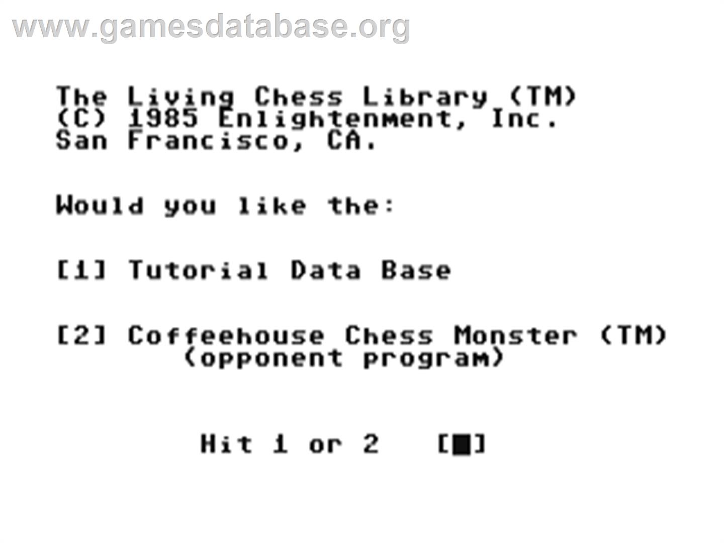 Jeremy Silman's Complete Guide To Chess Openings - Commodore 64 - Artwork - Title Screen