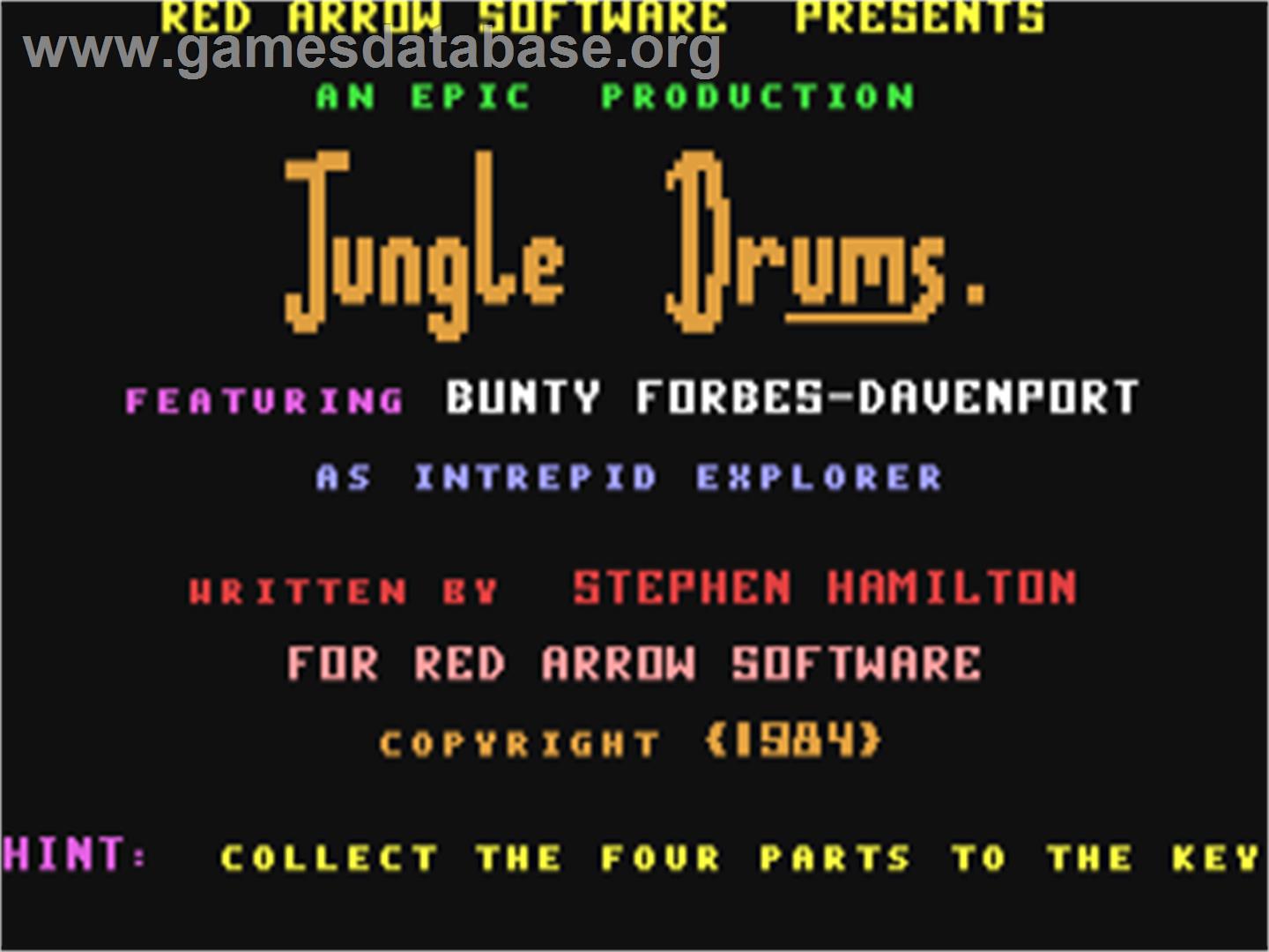 Jungle Drums - Commodore 64 - Artwork - Title Screen