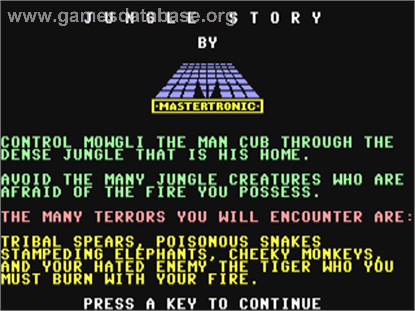 Jungle Story - Commodore 64 - Artwork - Title Screen