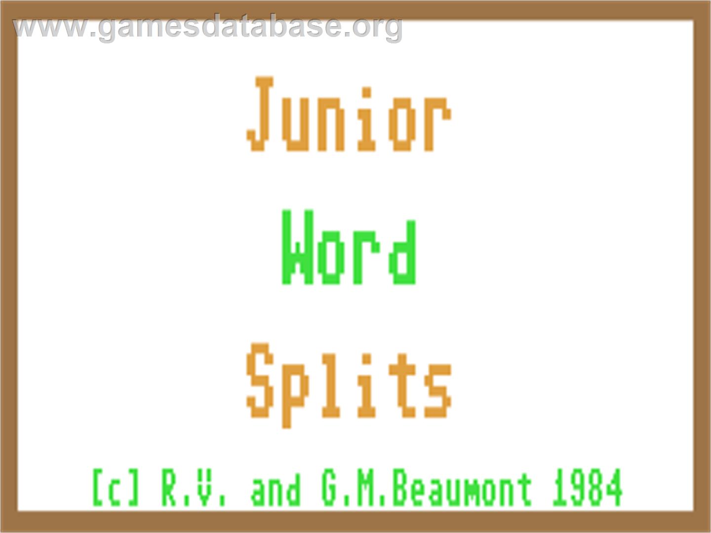 Junior Wordsplits - A Game Of Words - Commodore 64 - Artwork - Title Screen