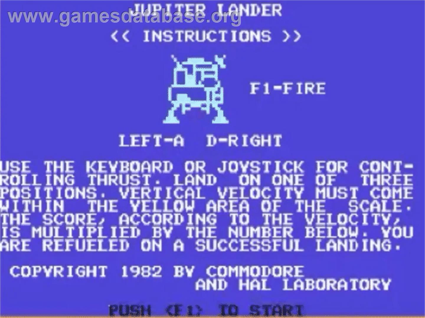 Jupiter Lander (Courbois Software) - Commodore 64 - Artwork - Title Screen