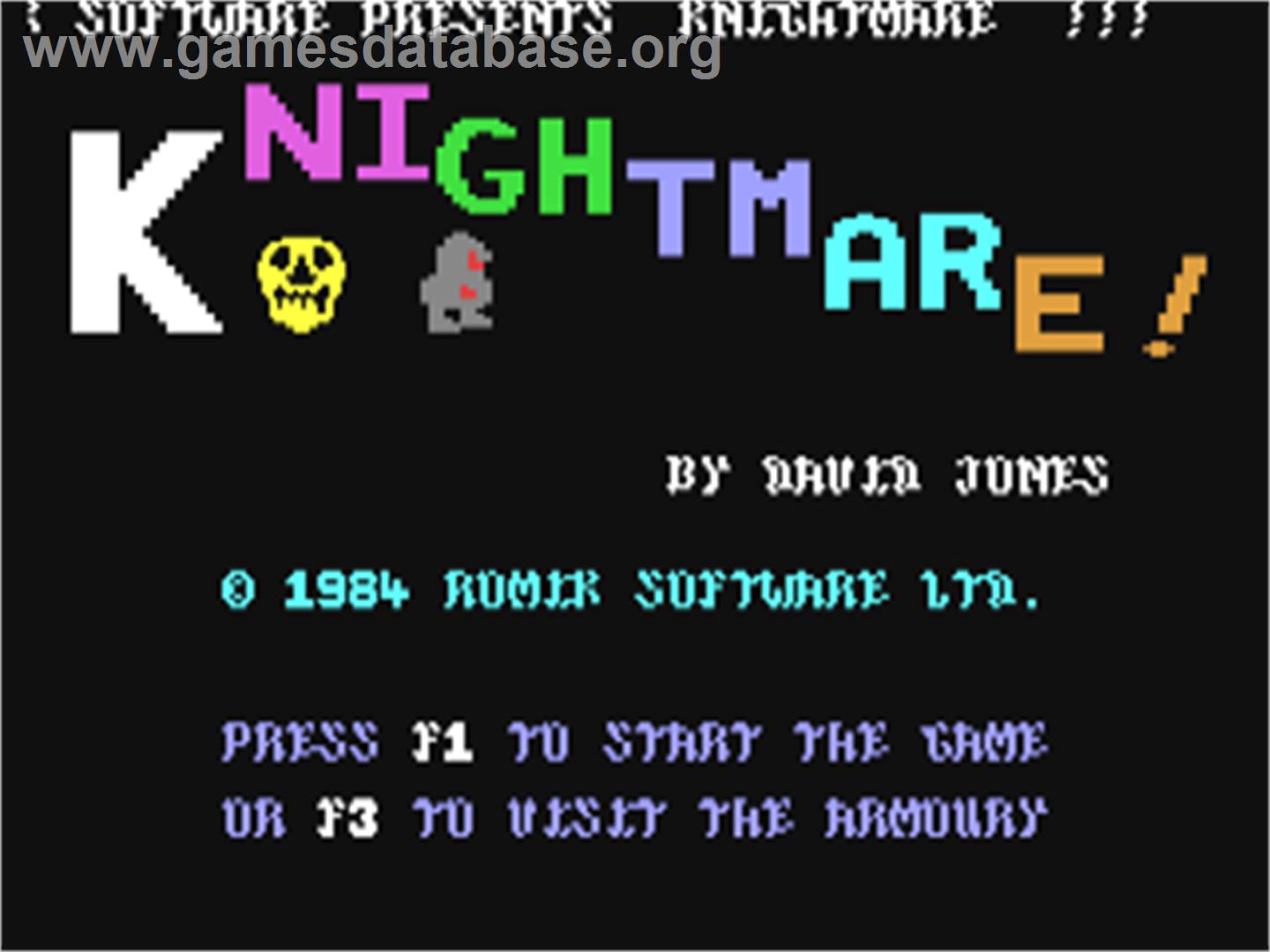 Knightmare - Commodore 64 - Artwork - Title Screen