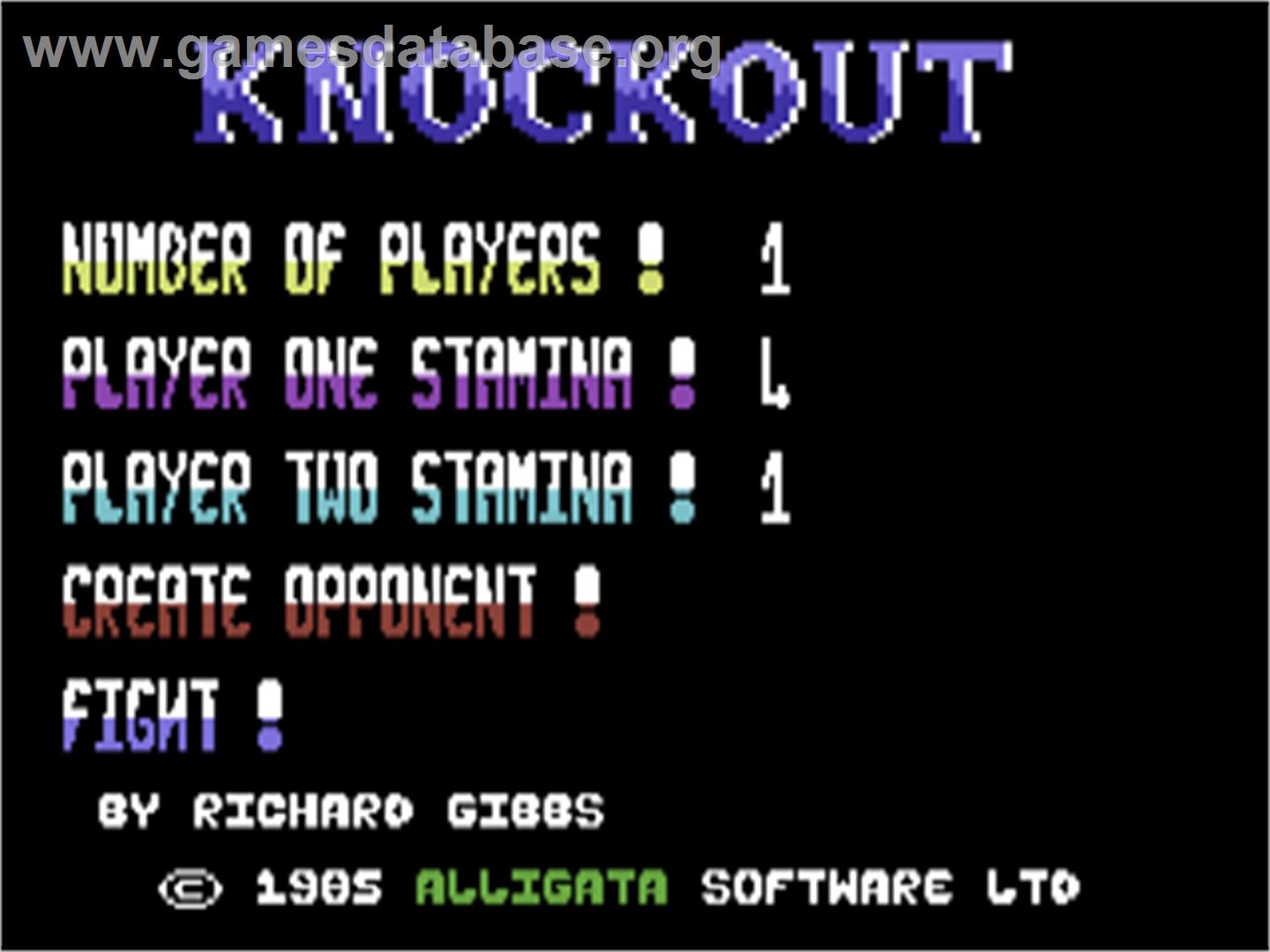 Knock Out (Ahoy!) - Commodore 64 - Artwork - Title Screen